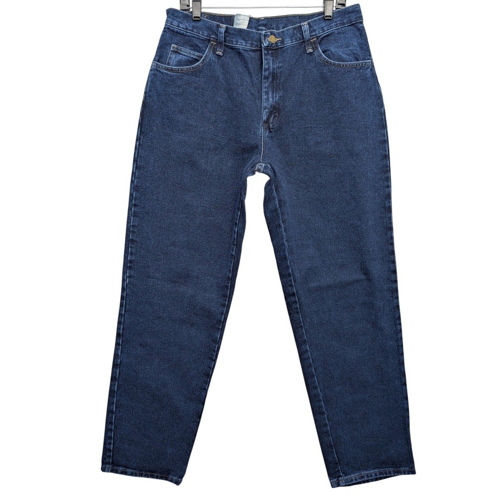 NWT Y2K Wrangler Blues Jeans Women 14x34 Dark Wash Straight Leg High Rise Denim